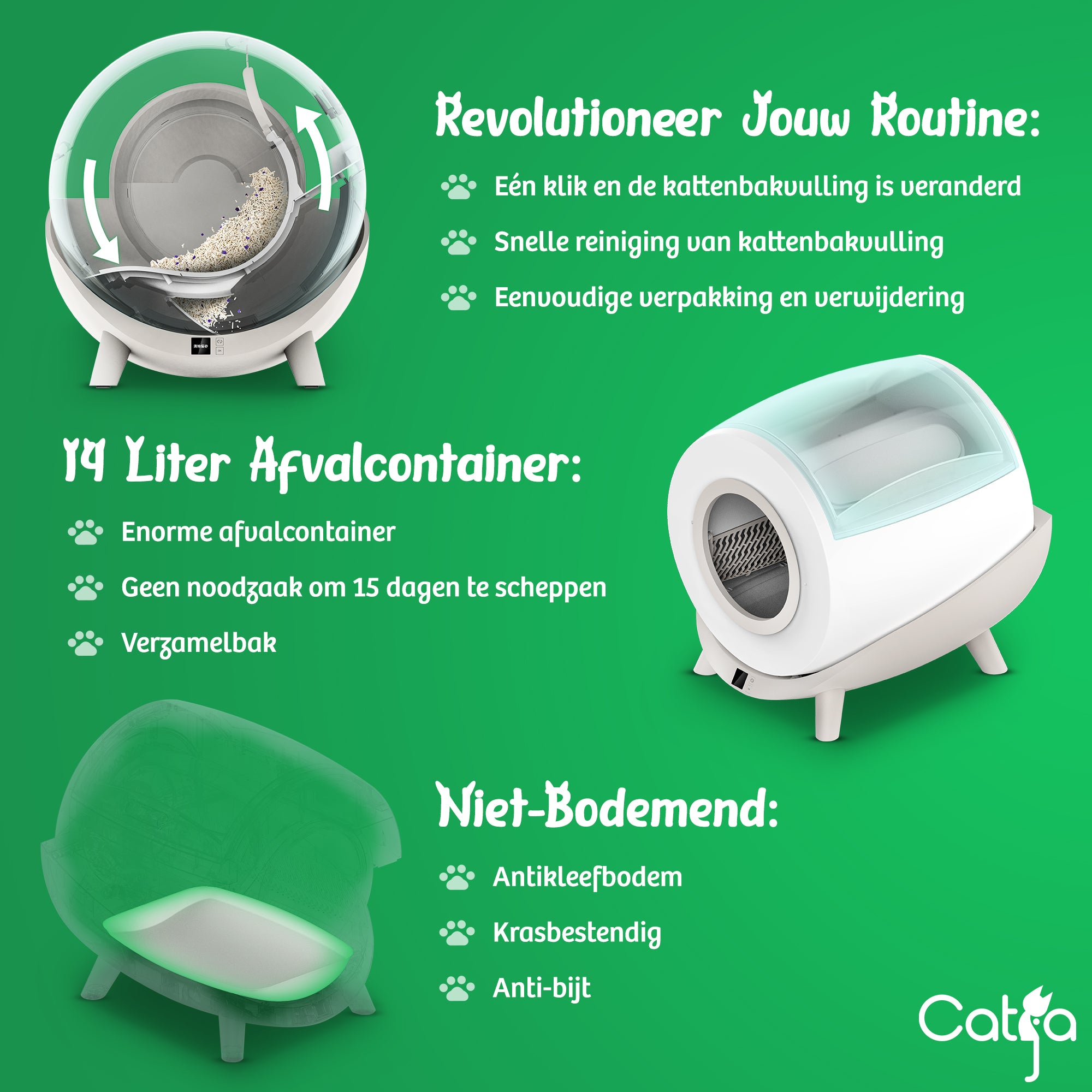 Catja® Zelfreinigende Automatische Kattenbak